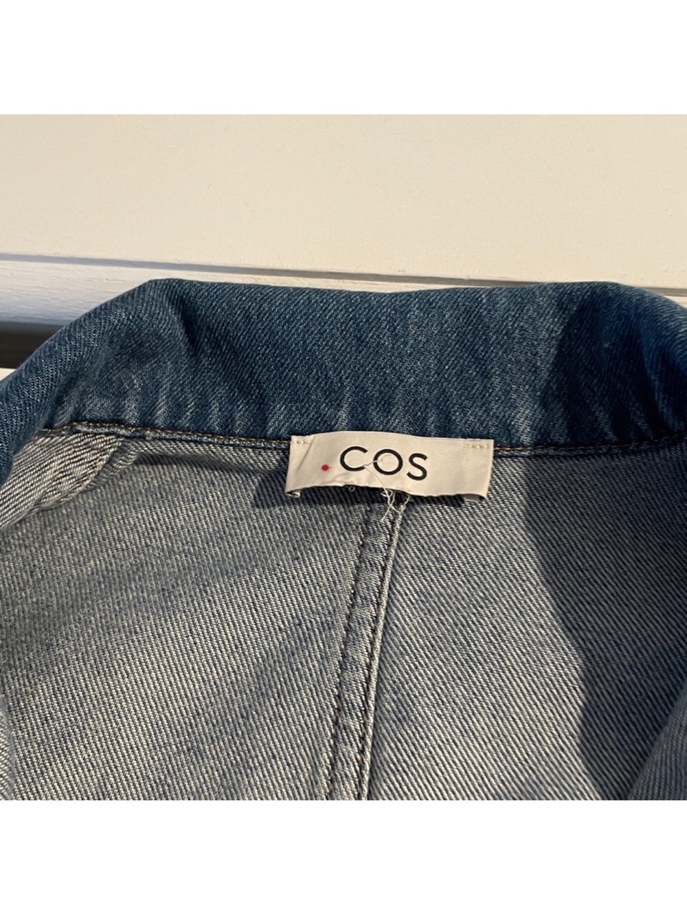 COS Collared V-Neck Denim Top Oversized Boxy long sleeve Shirt - Picture 5 of 8